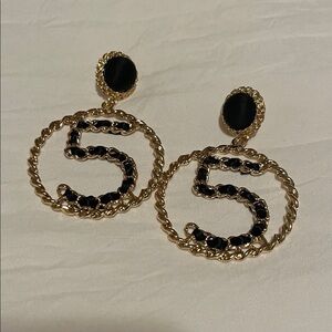 Elegant Gold and Black Earrings